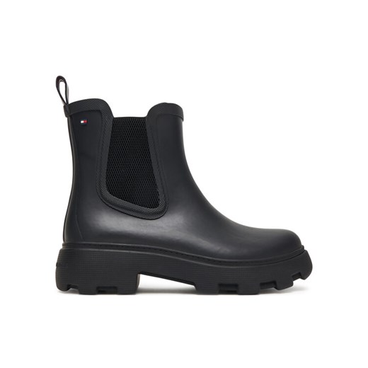 Kalosze Tommy Hilfiger Flag Ankle Warm Lining FW0FW08974 Czarny ze sklepu eobuwie.pl w kategorii Kalosze damskie - zdjęcie 185440852