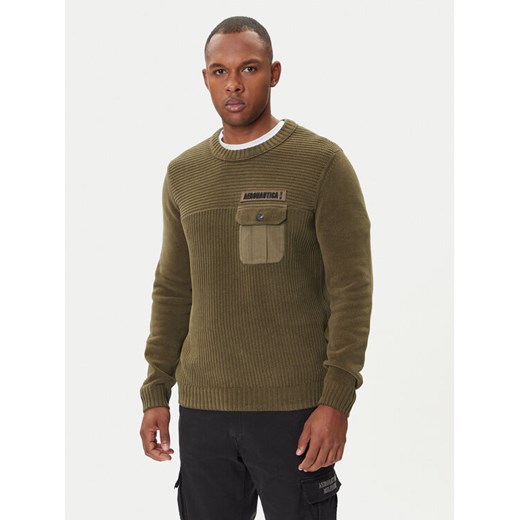 Aeronautica Militare Sweter 252MA1573UL00539 Zielony Regular Fit ze sklepu MODIVO w kategorii Swetry męskie - zdjęcie 185441852