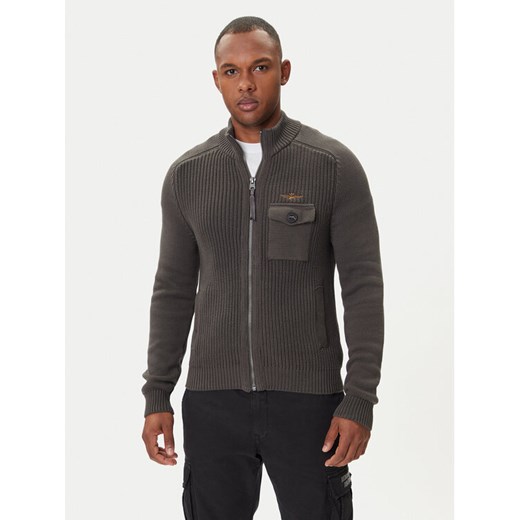 Aeronautica Militare Kardigan 252MA1565UL00409 Szary Regular Fit ze sklepu MODIVO w kategorii Swetry męskie - zdjęcie 185441921