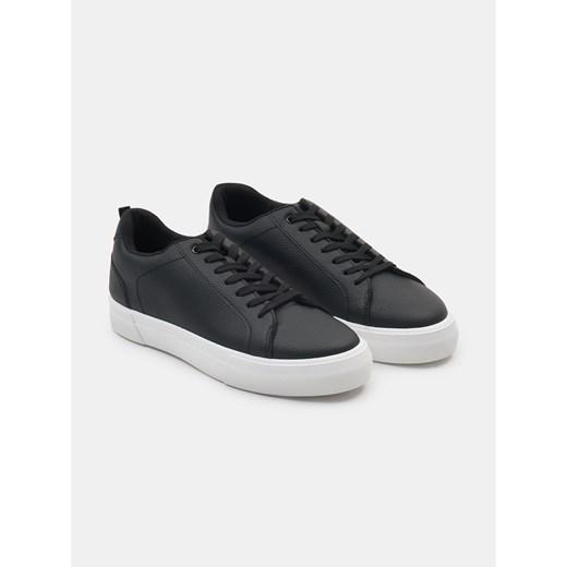Sinsay - Sznurowane trampki z imitacji skóry - czarny Sinsay 46 Sinsay