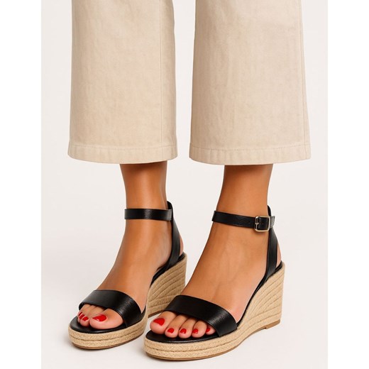 Sandały na koturnie Espadryle Black Chic /G9-3 16184 G280/ ze sklepu Pantofelek24.pl w kategorii Espadryle damskie - zdjęcie 185445744