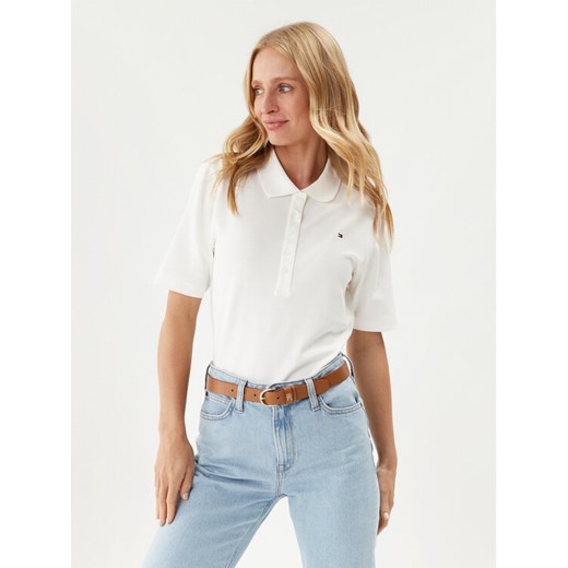 Tommy Hilfiger Polo 1985 WW0WW37820 Écru Regular Fit ze sklepu MODIVO w kategorii Bluzki damskie - zdjęcie 185446151