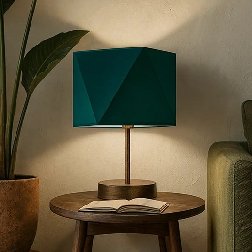 Lampka nocna w stylu urban jungle PASADENA z abażurem w kolorze zieleni butelkowej ze sklepu Lysne w kategorii Lampy stołowe - zdjęcie 185447062
