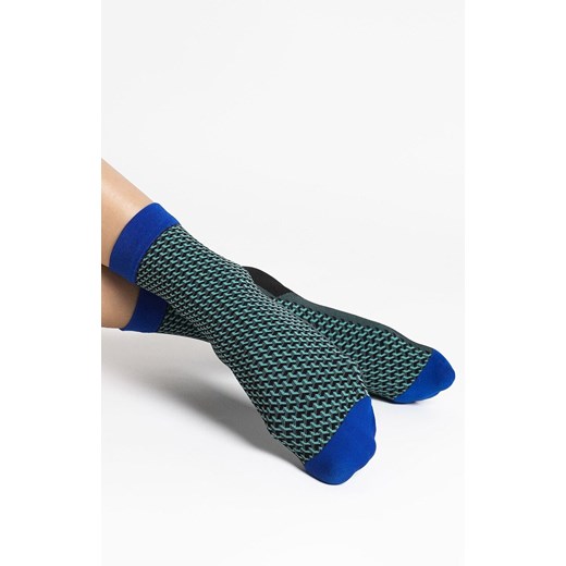 Skarpetki damskie wzorzyste Op-Art sea green 40 DEN, Kolor zielono-niebieski, Rozmiar uniwersalny, Fiore ze sklepu Primodo w kategorii Skarpetki damskie - zdjęcie 185447134