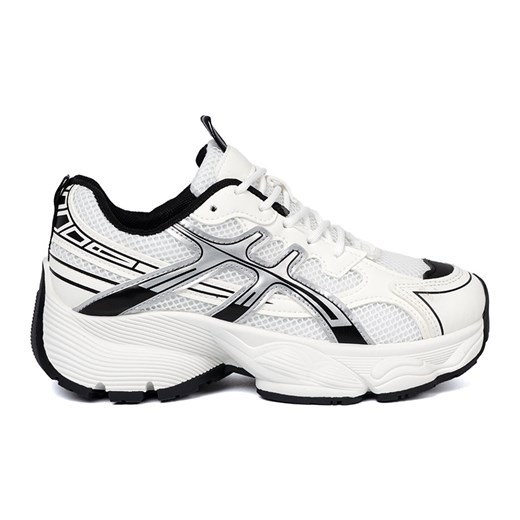 Shelvt Biało-czarne wygodne sneakersy z siatką ze sklepu ButyModne.pl w kategorii Buty sportowe damskie - zdjęcie 185447301
