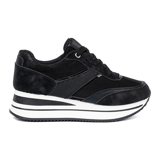 Shelvt Nowoczesne czarne sneakersy z połyskującymi wstawkami ze sklepu ButyModne.pl w kategorii Buty sportowe damskie - zdjęcie 185447303