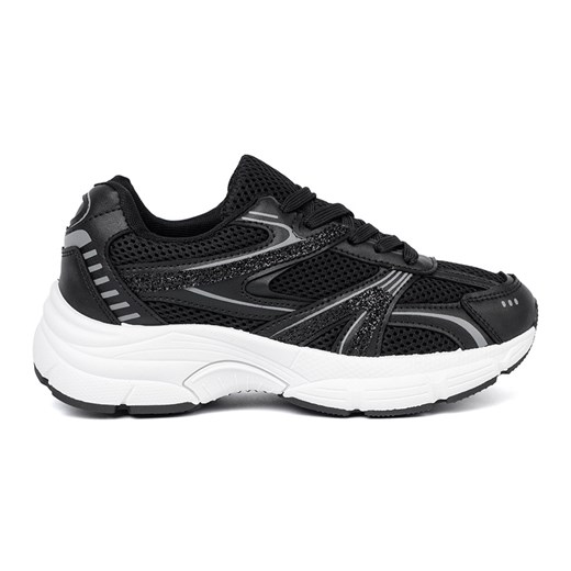 Shelvt Czarne sneakersy z siateczką i białą podeszwą ze sklepu ButyModne.pl w kategorii Buty sportowe damskie - zdjęcie 185447304