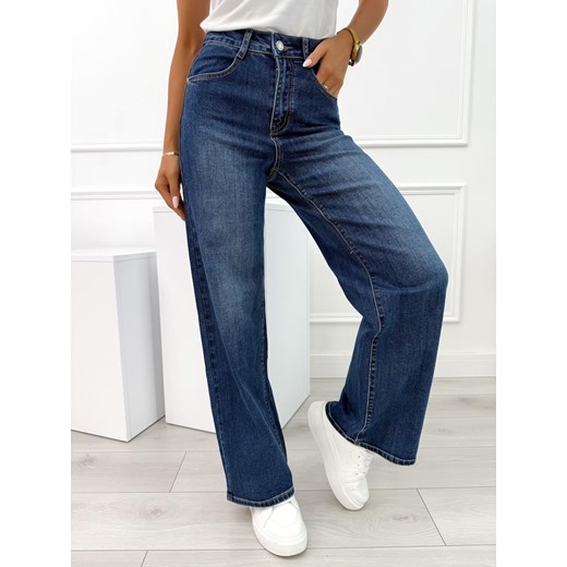 Niebieskie Spodnie Wide Leg ze sklepu ModnaKiecka.pl w kategorii Jeansy damskie - zdjęcie 185447431