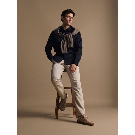 Reserved - Bawełniana koszula slim fit - granatowy ze sklepu Reserved w kategorii Koszule męskie - zdjęcie 185448941