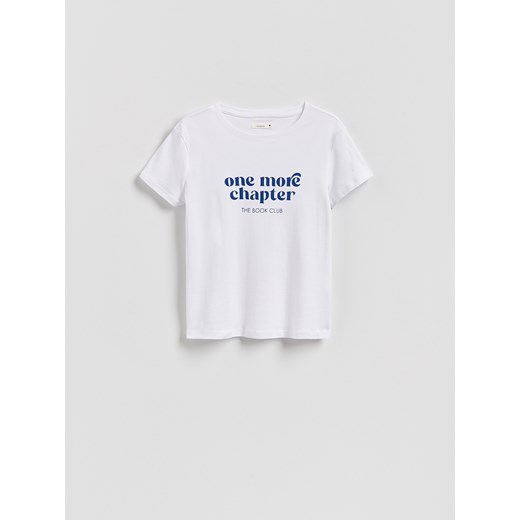 Reserved - T-shirt z nadrukiem - biały ze sklepu Reserved w kategorii Bluzki damskie - zdjęcie 185448971