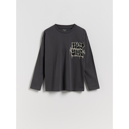 Reserved - Bawełniany longsleeve - ciemnoszary Reserved 140 (9 lat) Reserved