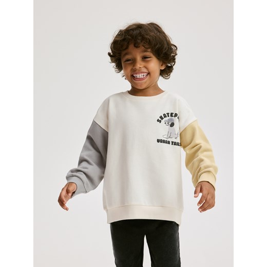 Reserved - Bawełniany longsleeve - złamana biel ze sklepu Reserved w kategorii T-shirty chłopięce - zdjęcie 185449133