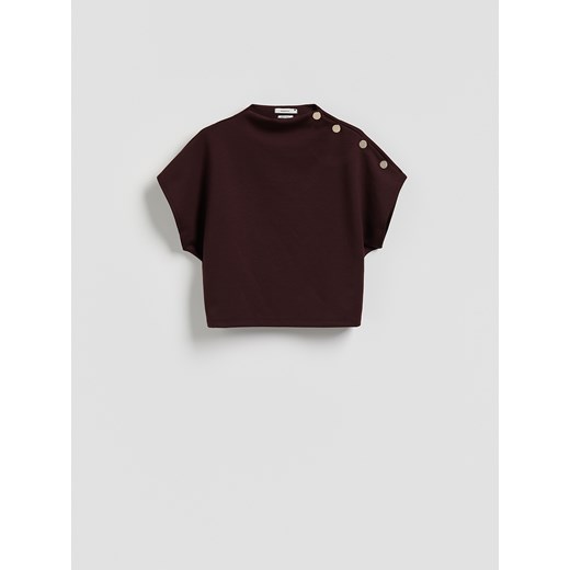 Reserved - Bluzka z ozdobnymi guzikami - ciemnofioletowy Reserved XL Reserved