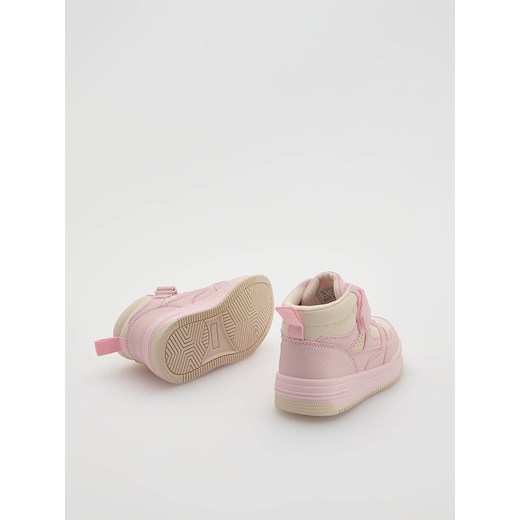 Reserved - Wysokie trampki na rzepy - pastelowy róż Reserved 26 Reserved