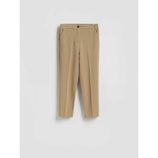 Reserved - Spodnie cygaretki z kantem - beżowy Reserved 36 Reserved