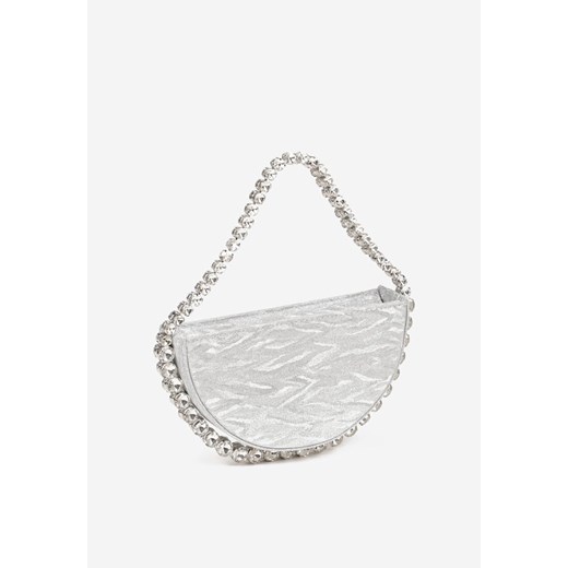 Srebrna Torebka Wieczorowa z Rączką Zdobiona Biżuteryjnymi Cyrkoniami Danollie ONE SIZE born2be.pl