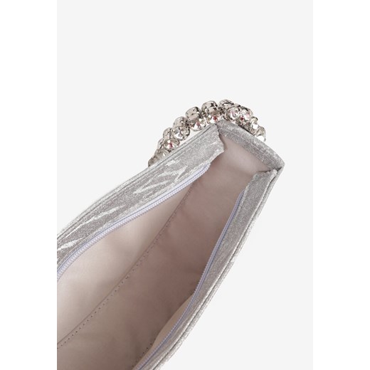 Srebrna Torebka Wieczorowa z Rączką Zdobiona Biżuteryjnymi Cyrkoniami Danollie ONE SIZE born2be.pl