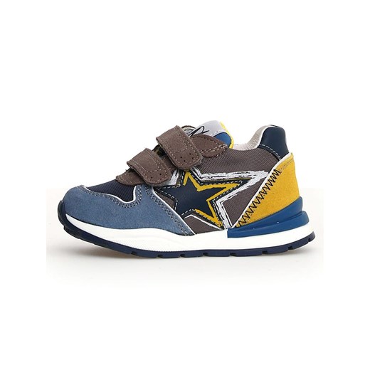 Naturino Skórzane sneakersy &quot;Roy&quot; w kolorze niebiesko-jasnobrązowo-żółtym ze sklepu Limango Polska w kategorii Buty sportowe dziecięce - zdjęcie 185453183