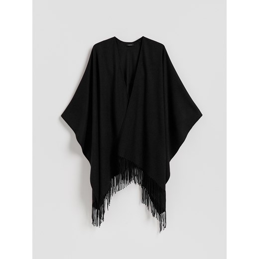 Reserved - Poncho z frędzlami - czarny ze sklepu Reserved w kategorii Poncza - zdjęcie 185453831