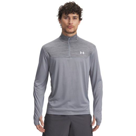 Męska bluza treningowa nierozpinana bez kaptura Under Armour UA Tech Utility 1/4 Zip - szara ze sklepu Sportstylestory.com w kategorii Bluzy męskie - zdjęcie 185455994