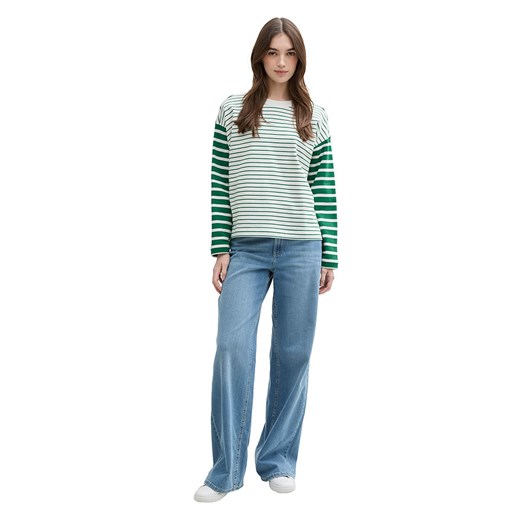 TOM TAILOR Denim Bluza w kolorze zielono-białym ze sklepu Limango Polska w kategorii Bluzy damskie - zdjęcie 185458293