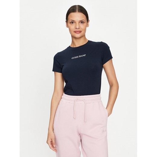 Guess Jeans T-Shirt W4YI01 J1314 Granatowy Slim Fit ze sklepu MODIVO w kategorii Bluzki damskie - zdjęcie 185459270
