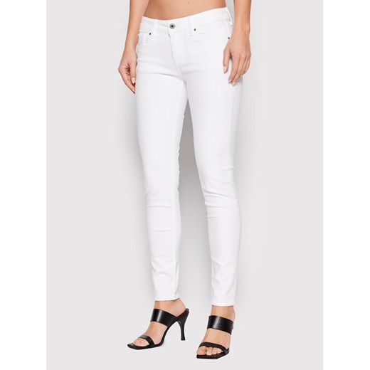 Pepe Jeans Spodnie materiałowe Soho PL211539U91 Biały Skinny Fit ze sklepu MODIVO w kategorii Spodnie damskie - zdjęcie 185459291