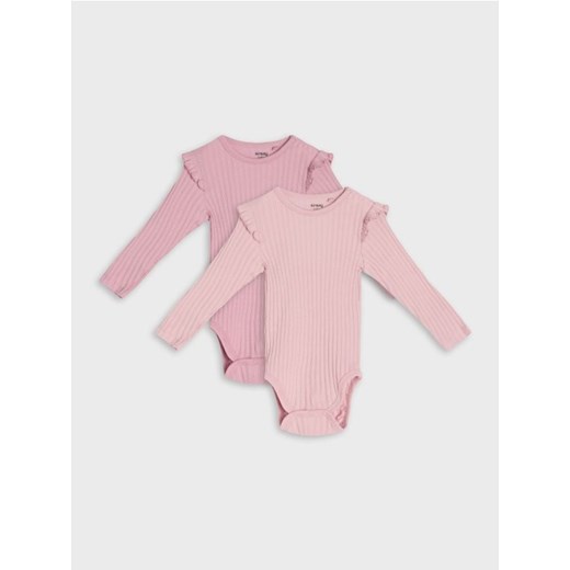 Sinsay - Body z prążkowanej dzianiny 2 pack - fioletowy ze sklepu Sinsay w kategorii Body niemowlęce - zdjęcie 185461934