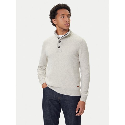 Barbour Sweter Patch Half Zip MKN0585BE14 Beżowy Regular Fit ze sklepu MODIVO w kategorii Swetry męskie - zdjęcie 185464274