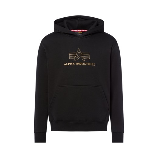 Alpha Industries Męski sweter z kapturem Mężczyźni Materiał dresowy czarny jednolity ze sklepu vangraaf w kategorii Bluzy męskie - zdjęcie 185466770
