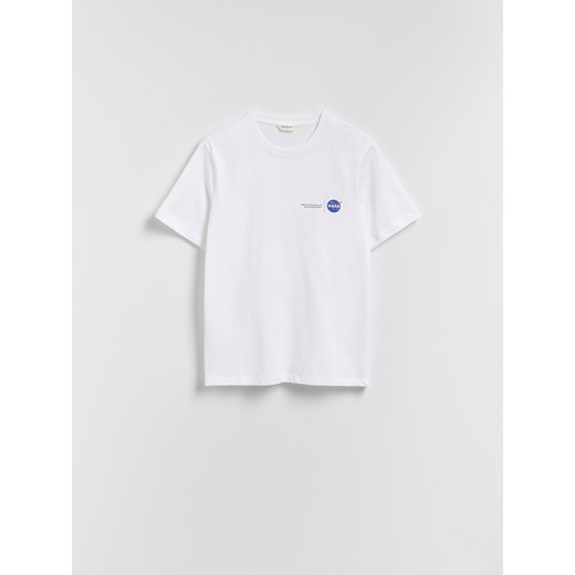 Reserved - T-shirt z nadrukiem NASA - biały ze sklepu Reserved w kategorii T-shirty męskie - zdjęcie 185467294