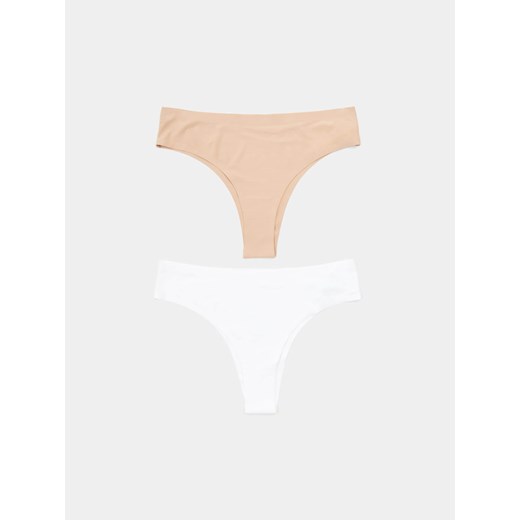 Sinsay - Majtki stringi 2 pack - kremowy Sinsay S Sinsay