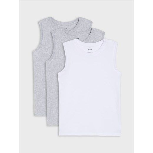 Sinsay - Bawełniana koszulka na ramiączkach 3 pack - szary - id: 058FT-09M - marki Sinsay - 185468843 Sinsay - Bawełniana koszulka na ramiączkach 3 pack - szary ze sklepu Sinsay w kategorii T-shirty chłopięce - zdjęcie 185468843
