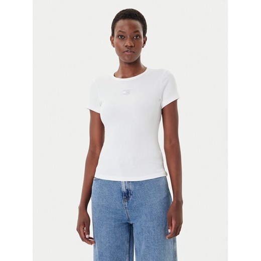 Tommy Jeans T-Shirt Badge DW0DW17881 Biały Slim Fit ze sklepu MODIVO w kategorii Bluzki damskie - zdjęcie 185469614