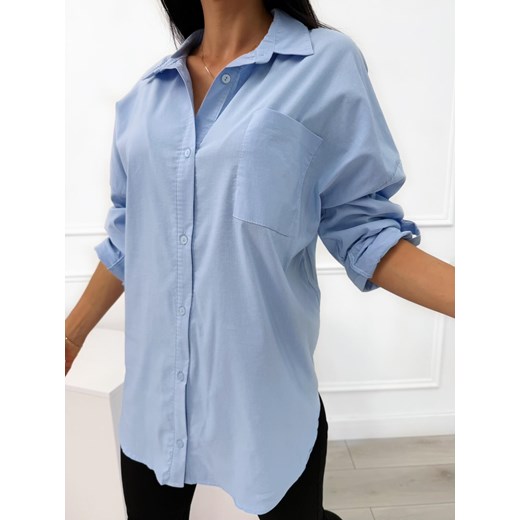 Niebieska Koszula Oversize ze sklepu ModnaKiecka.pl w kategorii Koszule damskie - zdjęcie 185469964