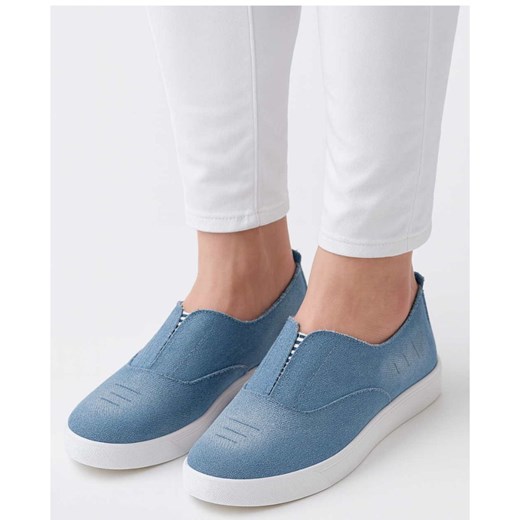Wsuwane niebieskie tenisowki slip on /F4-3 13465 S079/ ze sklepu Pantofelek24.pl w kategorii Trampki damskie - zdjęcie 185472804