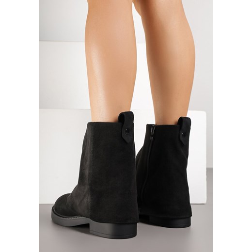 Czarne Botki z Imitacji Zamszu z Cholewką w Stylu Nogawki Rilavine Renee 41 renee.pl