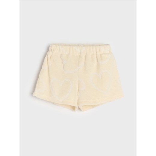 Sinsay - Szorty wykonane z wytłaczanej dzianiny - kremowy - id: 945DB-01X - marki Sinsay - 185479782 Sinsay - Szorty wykonane z wytłaczanej dzianiny - kremowy ze sklepu Sinsay w kategorii Spodenki dziewczęce - zdjęcie 185479782