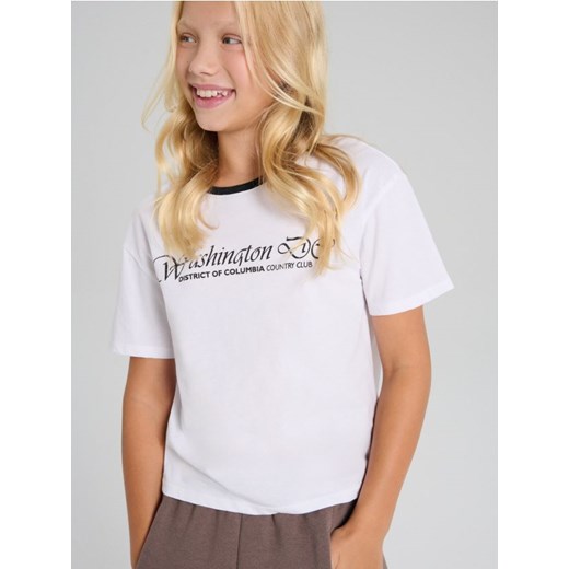 Sinsay - Koszulka z krótkim rękawem - biały - id: 081FA-00X - marki Sinsay - 185482430 Sinsay - Koszulka z krótkim rękawem - biały ze sklepu Sinsay w kategorii Bluzki dziewczęce - zdjęcie 185482430