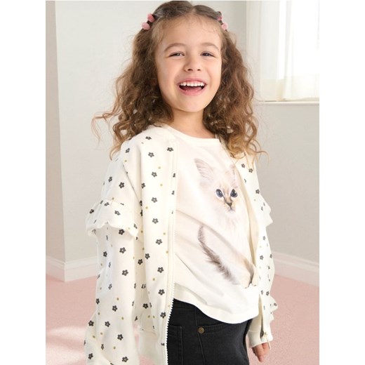 Sinsay - Rozpinana bluza z falbanką - kremowy - id: 369AN-01X - marki Sinsay - 185482472 Sinsay - Rozpinana bluza z falbanką - kremowy ze sklepu Sinsay w kategorii Bluzy dziewczęce - zdjęcie 185482472