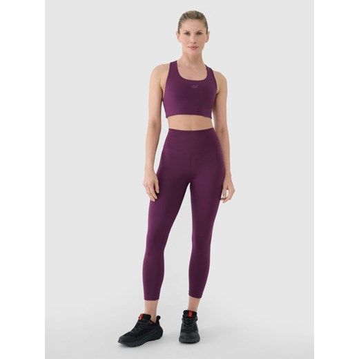 Damskie legginsy treningowe 4F 4FRSS25TFTIF308 - fioletowe ze sklepu Sportstylestory.com w kategorii Spodnie damskie - zdjęcie 185482650