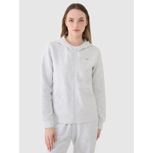 Damska bluza dresowa rozpinana z kapturem 4F 4FWMM00TSWSF2136 - szara ze sklepu Sportstylestory.com w kategorii Bluzy damskie - zdjęcie 185482902