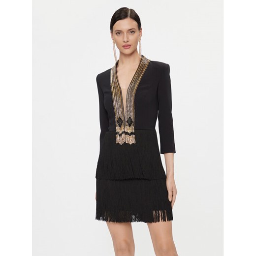 Elisabetta Franchi Sukienka koktajlowa AB-501-37E2-V780 Czarny Regular Fit ze sklepu MODIVO w kategorii Sukienki - zdjęcie 185483980
