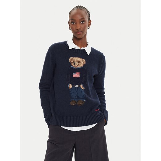 Polo Ralph Lauren Sweter 211927070001 Granatowy Relaxed Fit ze sklepu MODIVO w kategorii Swetry damskie - zdjęcie 185484013