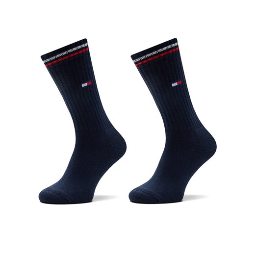 Tommy Hilfiger Zestaw 2 par wysokich skarpet damskich 701228176 Granatowy ze sklepu MODIVO w kategorii Skarpetki damskie - zdjęcie 185484032