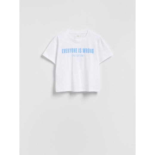 Reserved - T-shirt z nadrukiem - kremowy ze sklepu Reserved w kategorii Bluzki damskie - zdjęcie 185485084