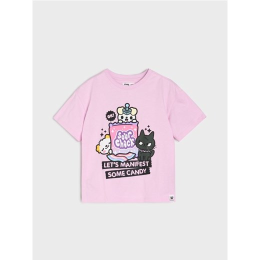 Sinsay - Bawełniana koszulka z nadrukiem Toca Boca - fioletowy Sinsay 134 (8-9 l) Sinsay