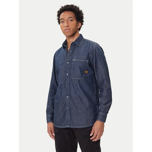 G-Star Raw Koszula jeansowa D27083-D539 Granatowy Regular Fit ze sklepu MODIVO w kategorii Koszule męskie - zdjęcie 185486783