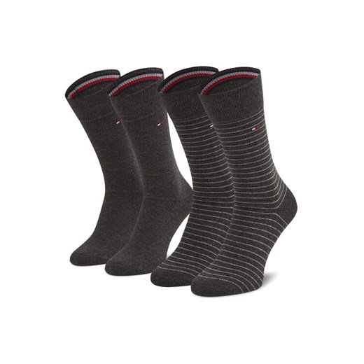 Tommy Hilfiger Zestaw 2 par wysokich skarpet męskich 100001496 Szary ze sklepu MODIVO w kategorii Skarpetki męskie - zdjęcie 185486824