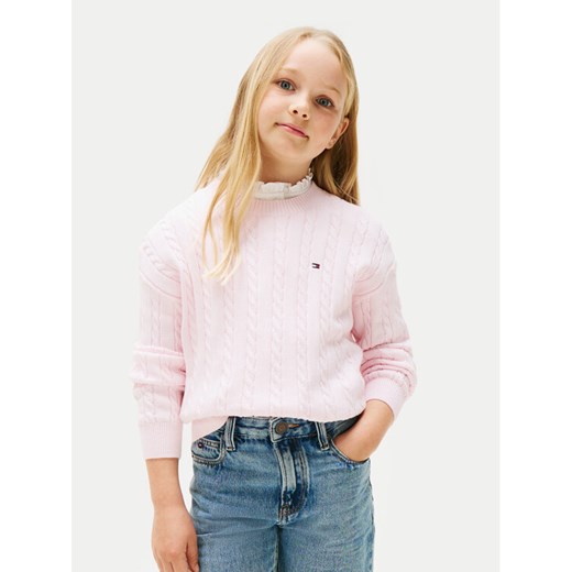 Tommy Hilfiger Sweter KG0KG08547 Różowy Regular Fit ze sklepu MODIVO w kategorii Swetry dziewczęce - zdjęcie 185486942